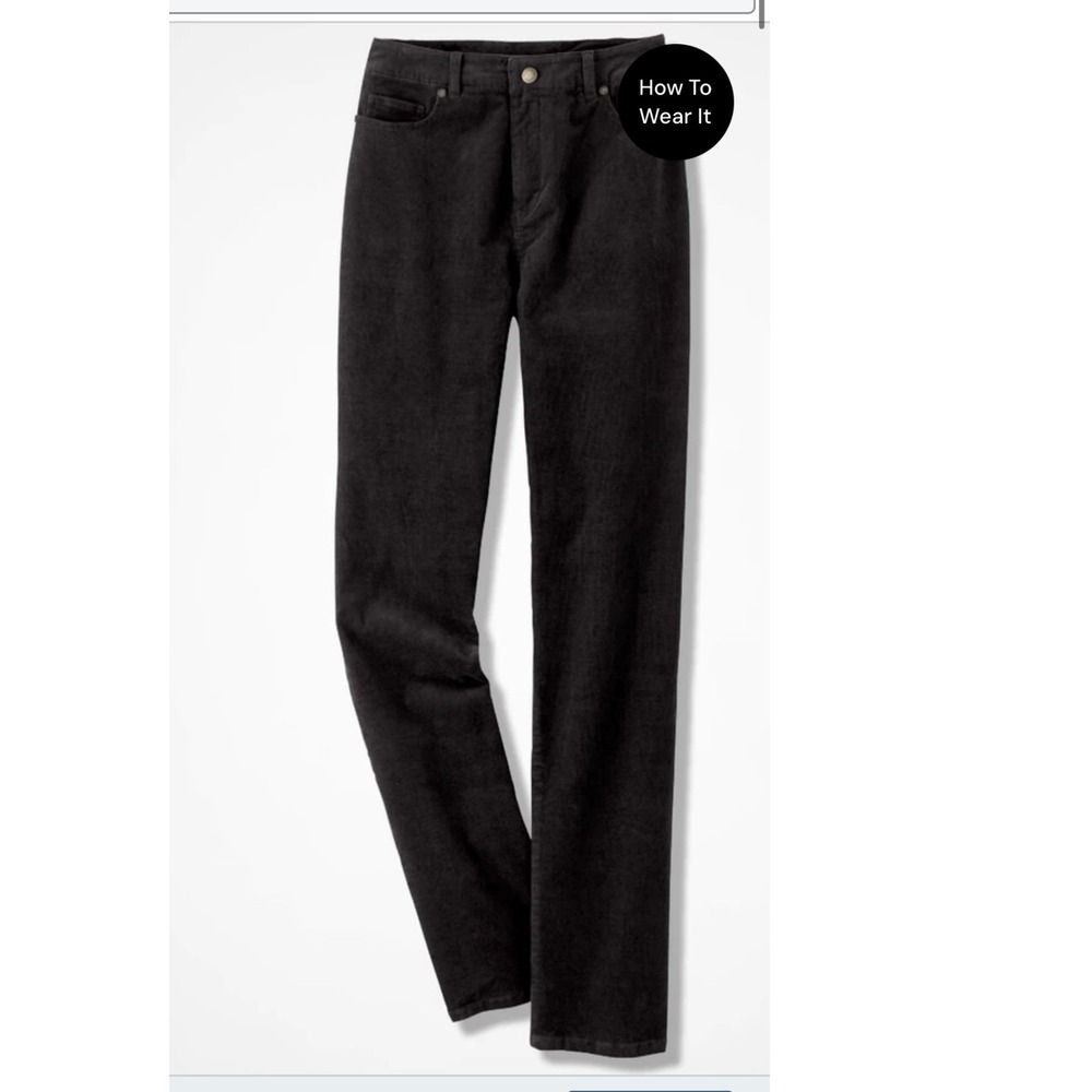 Coldwater Creek Black Corduroy Pants Womens W24 Straight Leg Stretch V#D1054